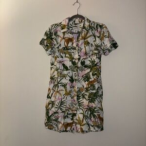 Rachel Zoe Green and Pink Tropical Mini Dress